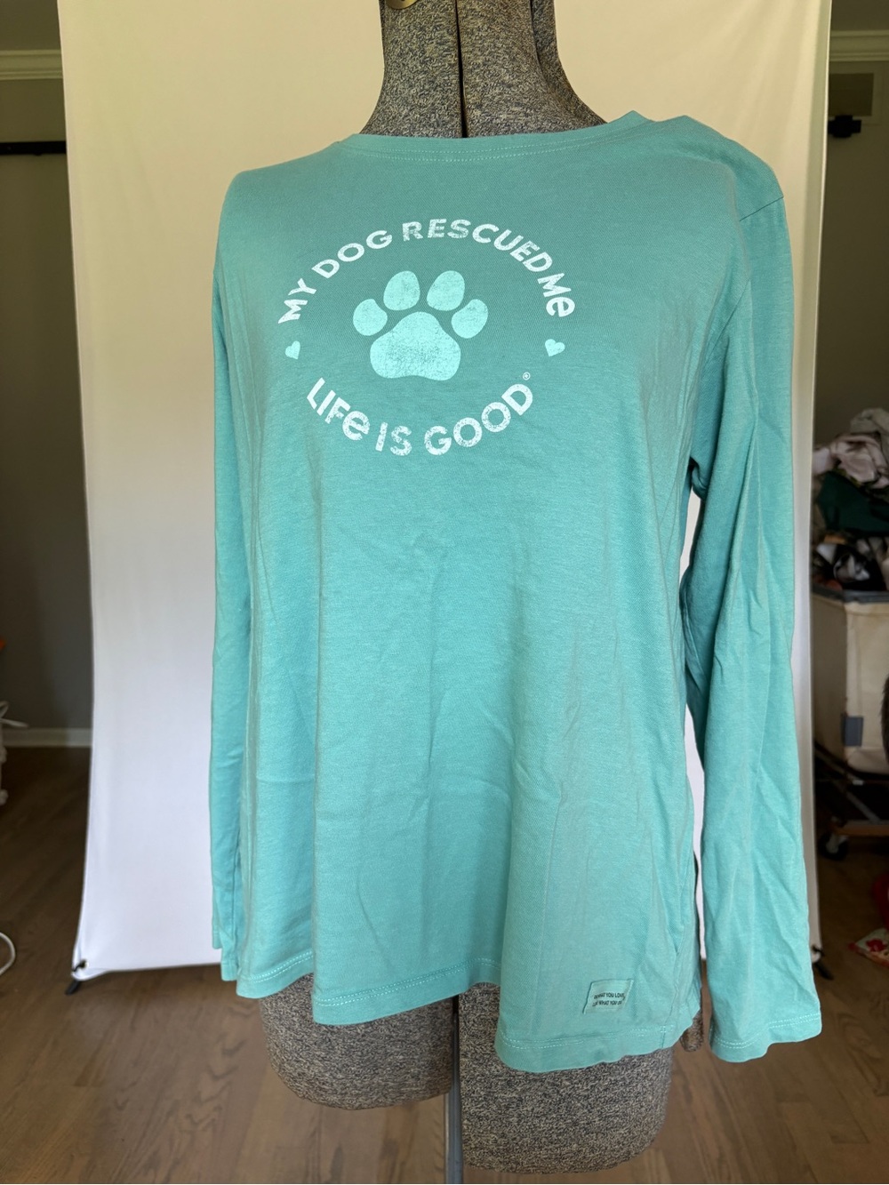 Life Is Good Aqua 'My Dog Rescued Me' Long Sleeve Tee